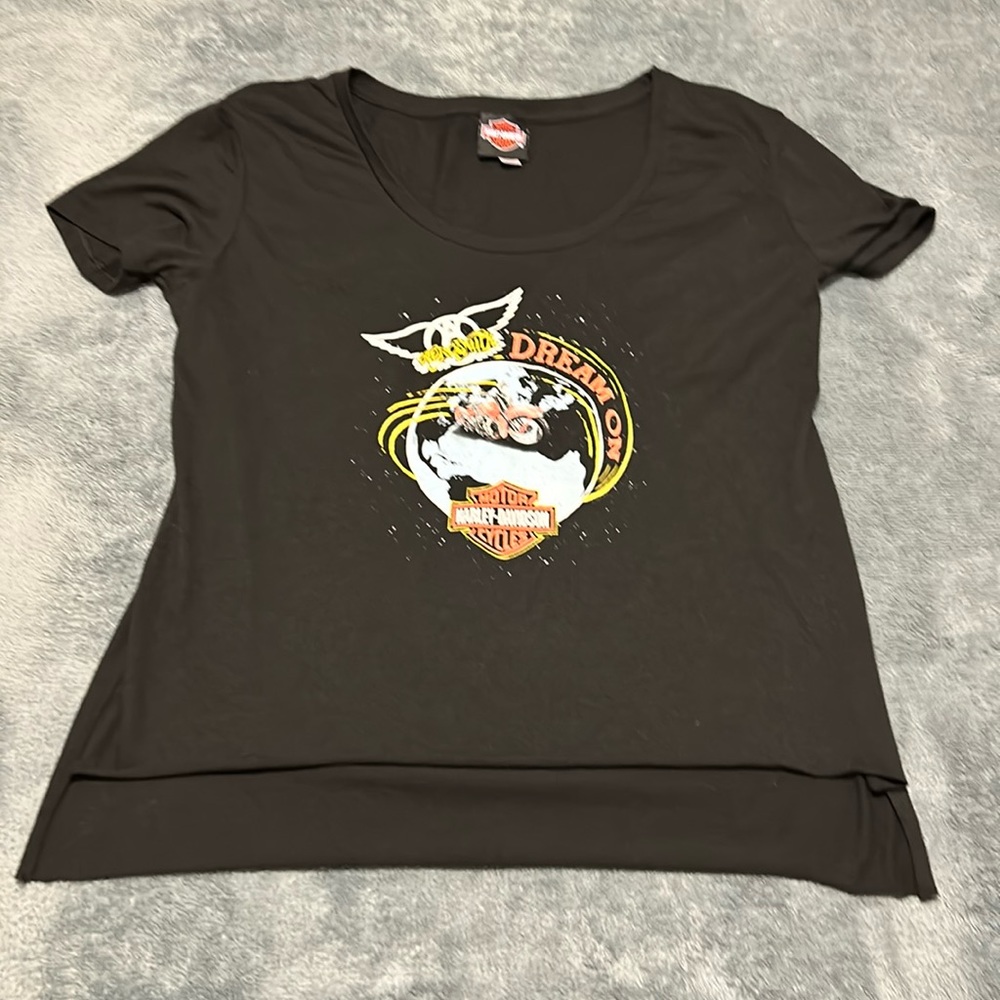 Harley-Davidson Black Short Sleeve Tee with Yellow & White Graphic